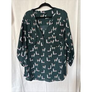 Torrid Women's V-Neck Blouse Llama Print Size 3X
